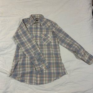 Vintage 60s/70s Karman Extra Long Tail Western Pearl Snap Shirt‎